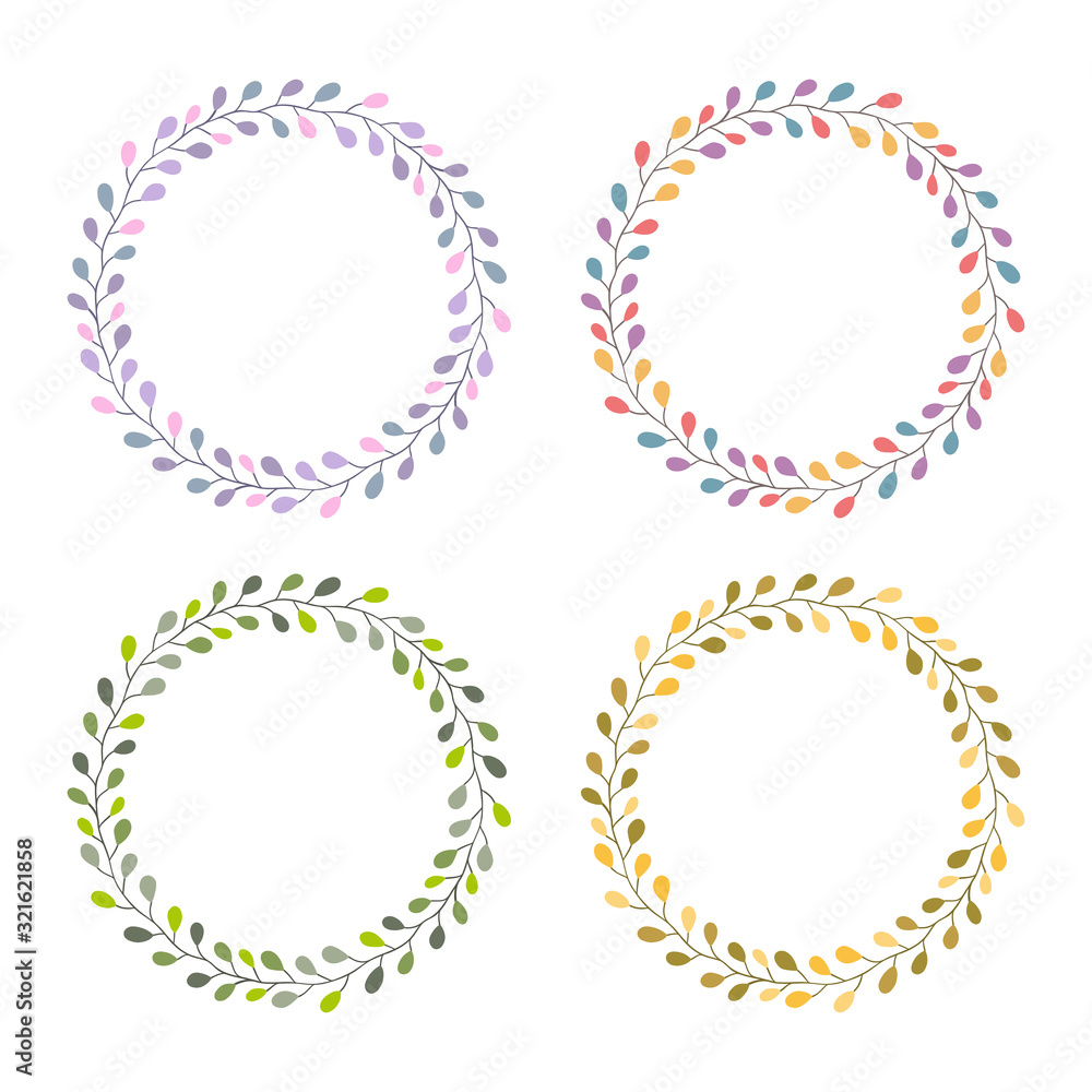 Floral frame collection. Set of the circle border with cute flowers. Vector Illustration. Floral frame collection. Set of the circle border with cute flowers. Vector Illustration.