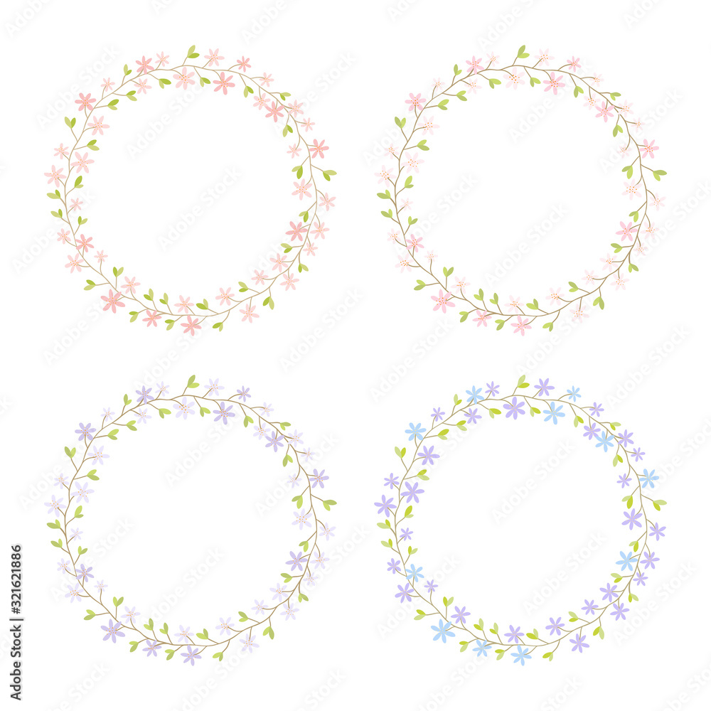 Floral frame collection. Set of the circle border with cute flowers. Vector Illustration. Floral frame collection. Set of the circle border with cute flowers. Vector Illustration.