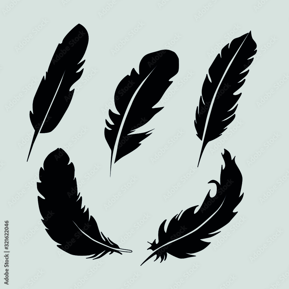 set of black feathers set of black feathers