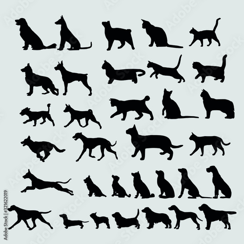 black silhouettes of dog and cat icons