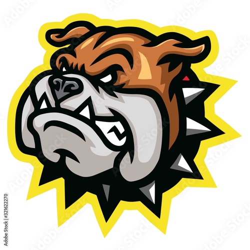 Angry Bulldog Head Mascot Logo Cartoon Design Illustration