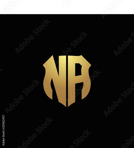 NZ logo monogram with gold colors and shield shape design template