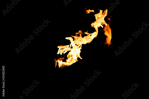Black background burning fire