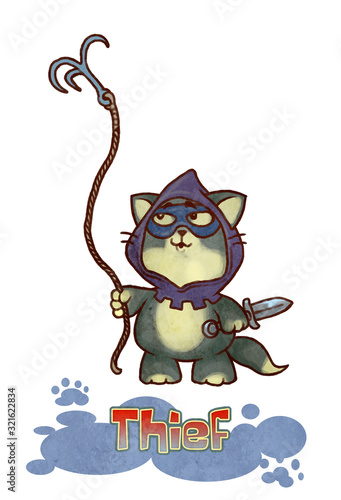 Fantasy Thief Kitten - digital illustration