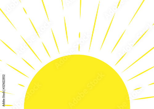 Half sun. Sunny background in naive style. Vector illustration