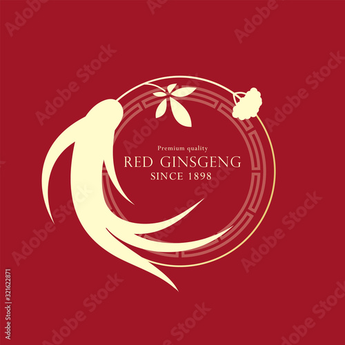 Red korean or chinese ginseng root illustration.