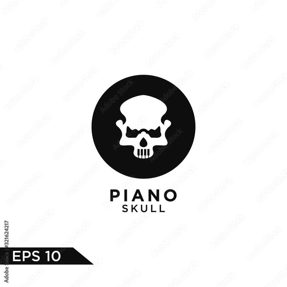 Simple skull with piano as tooth