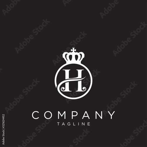 h luxury crown logo design vector