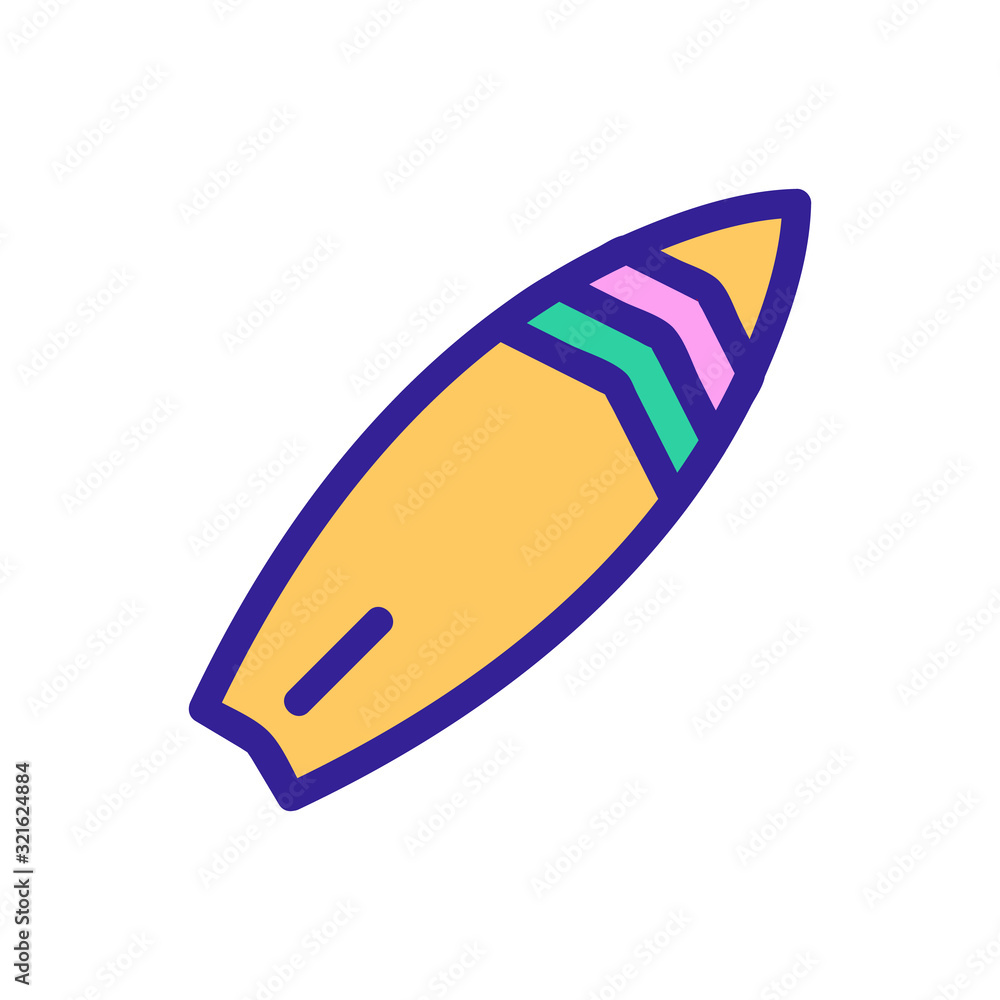 Surfing board icon vector. Thin line sign. Isolated contour symbol illustration Surfing board icon vector. Thin line sign. Isolated contour symbol illustration