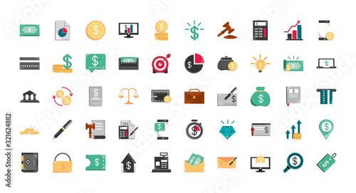 finance money business economy icons set