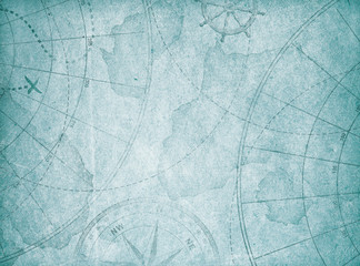 blue old abstract map background.