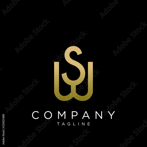 sw or ws logo design vector photo