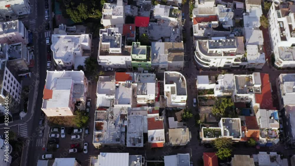 Top down aerial view of Tel Aviv city rooftops. Top down aerial view of Tel Aviv city rooftops.