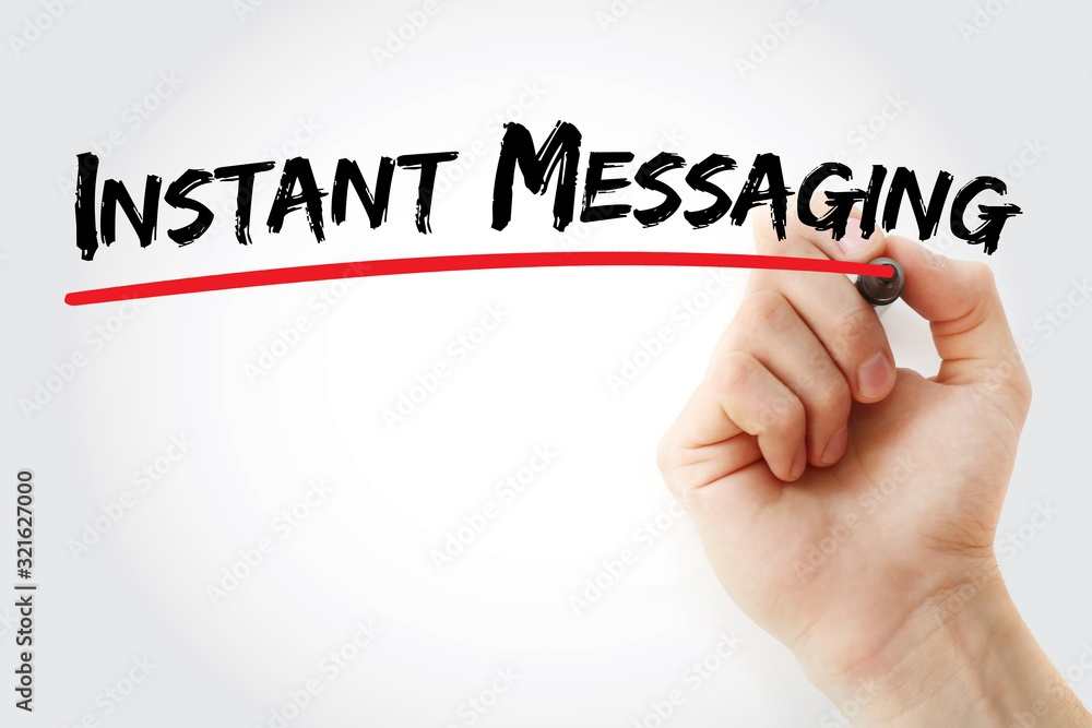 Fototapeta premium Instant messaging text with marker, concept background