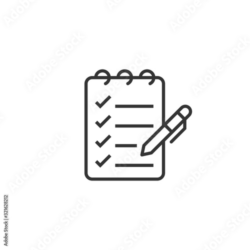 To do list icon in flat style. Document checklist vector illustration on white isolated background. Notepad check mark business concept.