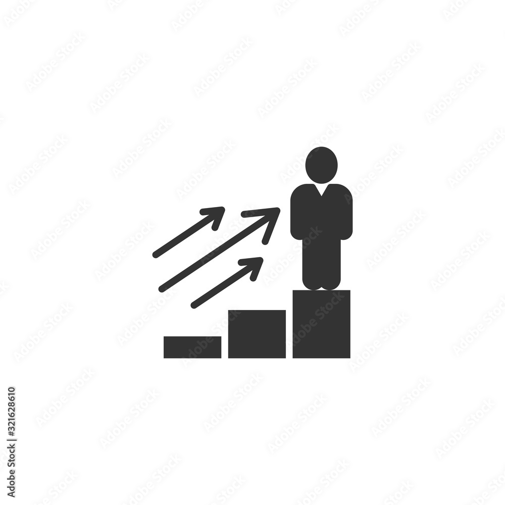People with growth arrow icon in flat style. Work strategy vector illustration on white isolated background. Office training business concept. People with growth arrow icon in flat style. Work strategy vector illustration on white isolated background. Office training business concept.