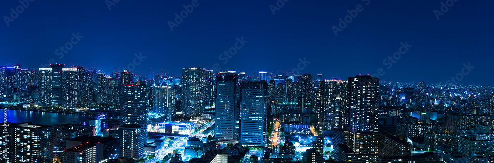 Tokyo city buildings skyline at night