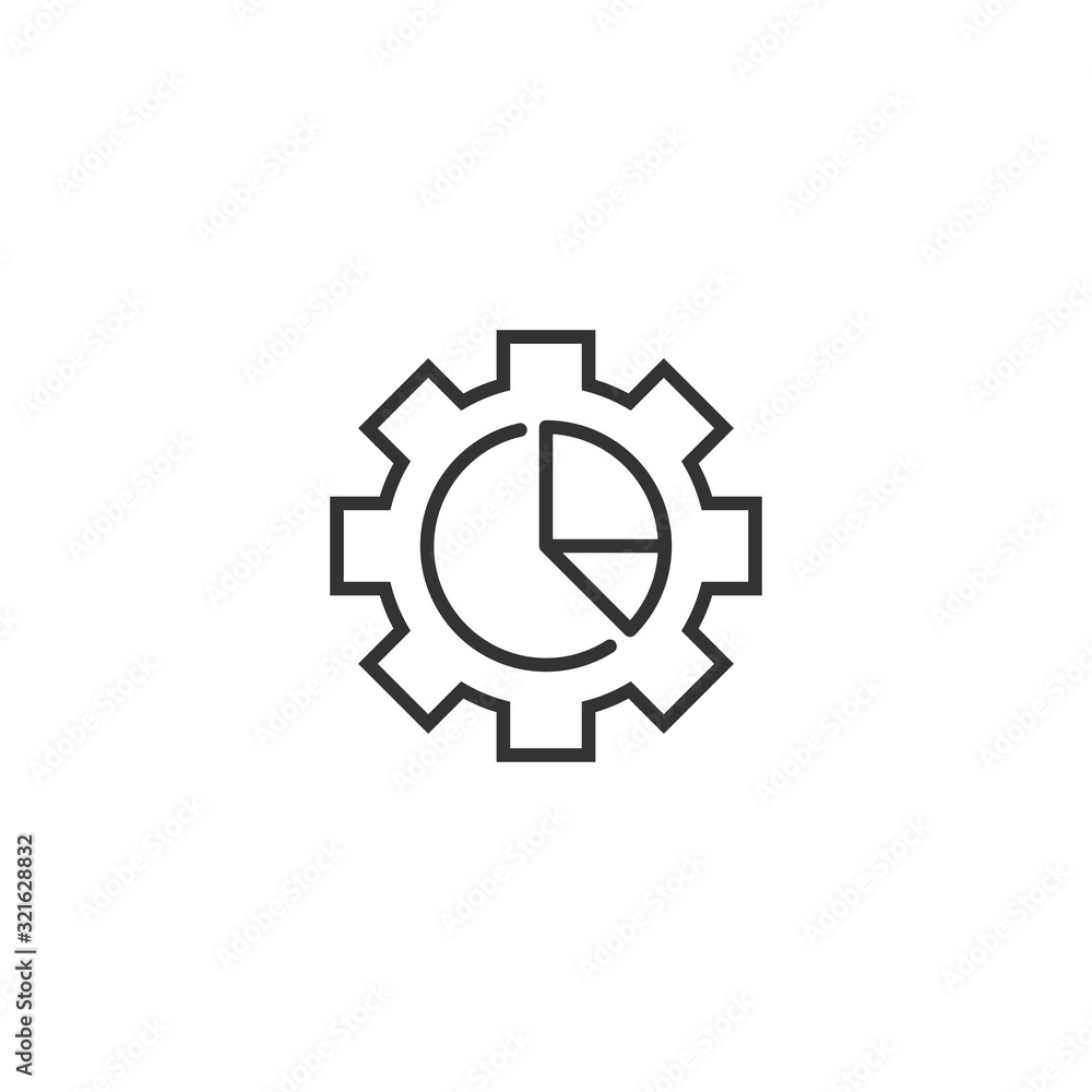 Workflow chart icon in flat style. Gear with diagram vector illustration on white isolated background. Process organization business concept. Workflow chart icon in flat style. Gear with diagram vector illustration on white isolated background. Process organization business concept.