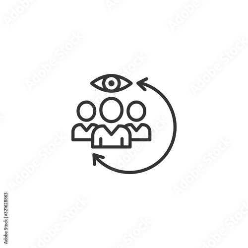 People surveillance icon in flat style. Search human vector illustration on white background. Partnership business concept.
