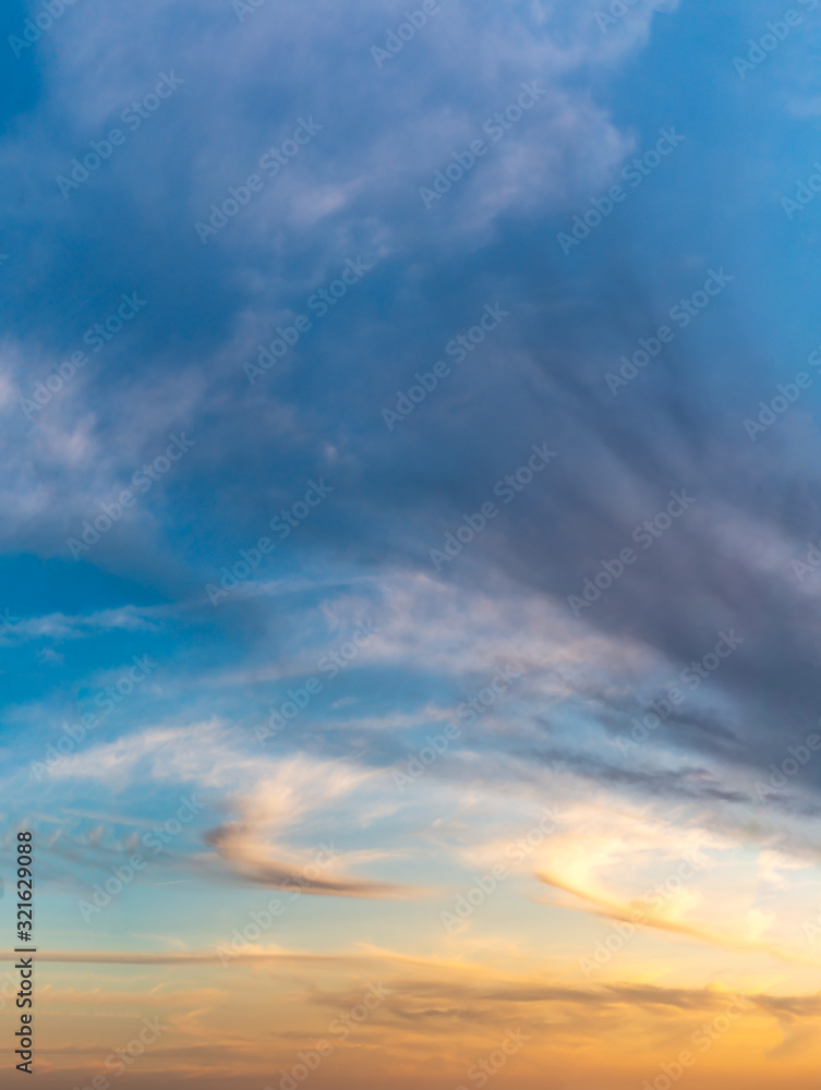 Fantastic clouds at sunrise, vertical panorama Fantastic clouds at sunrise, vertical panorama