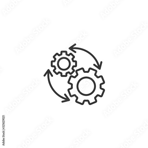 Workflow icon in flat style. Gear effective vector illustration on white isolated background. Process organization business concept.