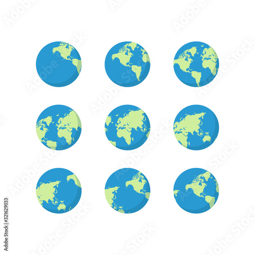 Set of Different Planet Earth Globes Isolated on White Background Illustration Vector