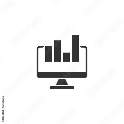 Website analytics icon in flat style. SEO data vector illustration on white isolated background. Computer diagram business concept.