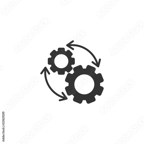 Workflow icon in flat style. Gear effective vector illustration on white isolated background. Process organization business concept.