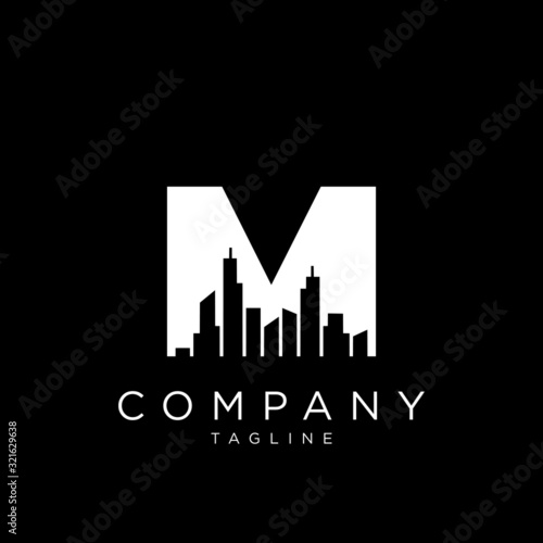 m city logo design vector photo