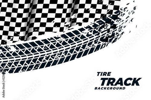 racing flag with tire track print background