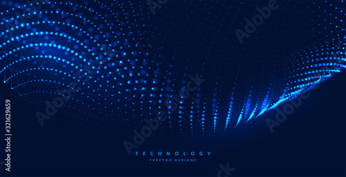 blue digital technology background with glowing particles