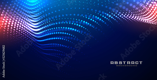 technology glowing wave mesh particles background design