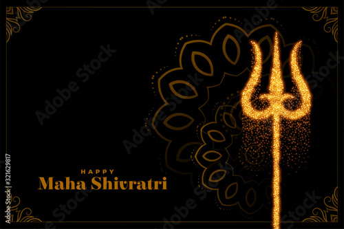 happy maha shivratri trishul made with sparkles background