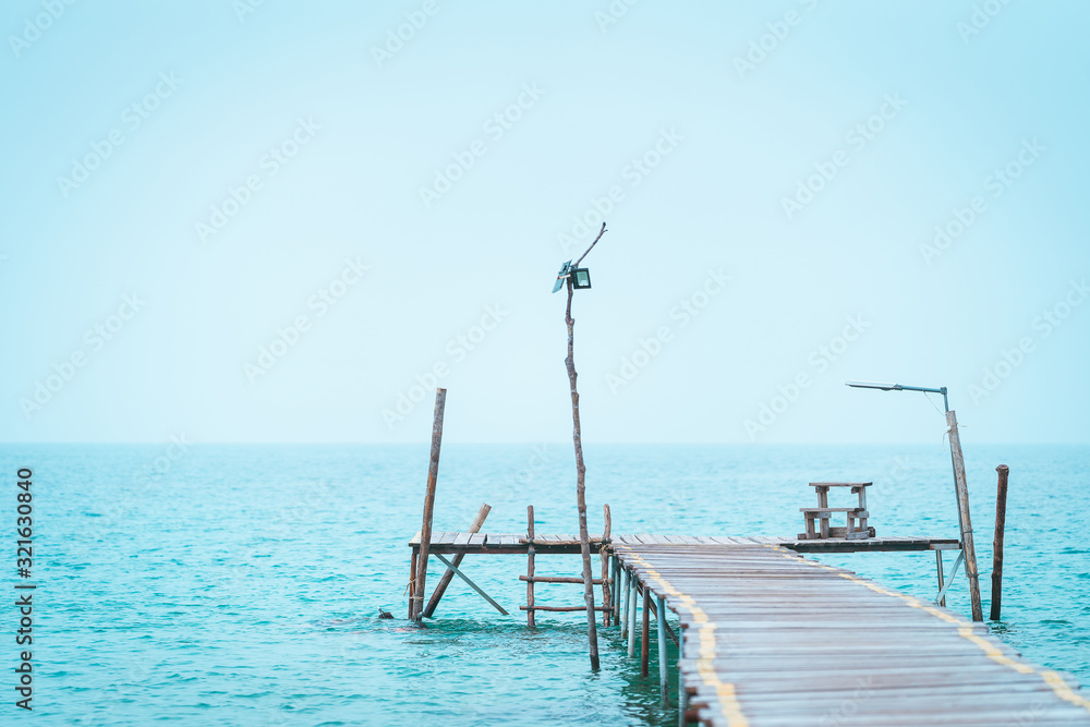 select focus walkway wood bridge in the sea relaxing concept select focus walkway wood bridge in the sea relaxing concept