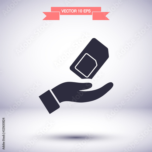 sim card in the hand icon , lorem ipsum Flat design