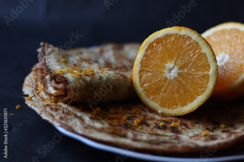 Maslenitsa. Carnival. A stack of Russian thin pancakes photo