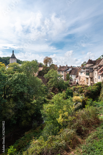 View of terraced houses of the medieval village of Gargilesse-Dampierre  Indre  France