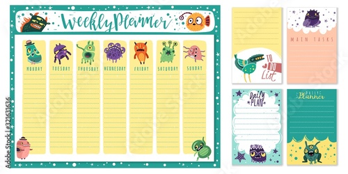 Monsters weekly calendar planner
