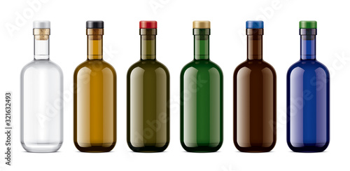 Set of Colored Glass bottles. Version with Colored Cork. 