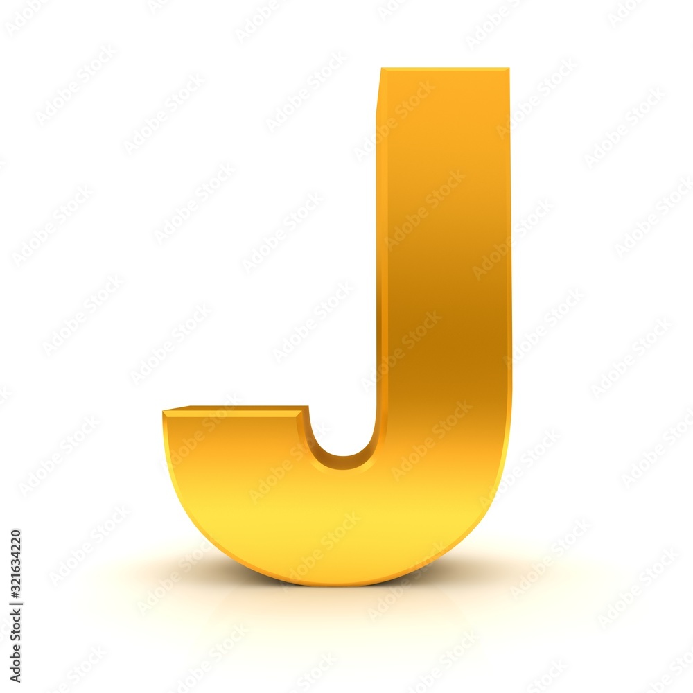 J letter 3d gold sign capital character text font J letter 3d gold sign capital character text font