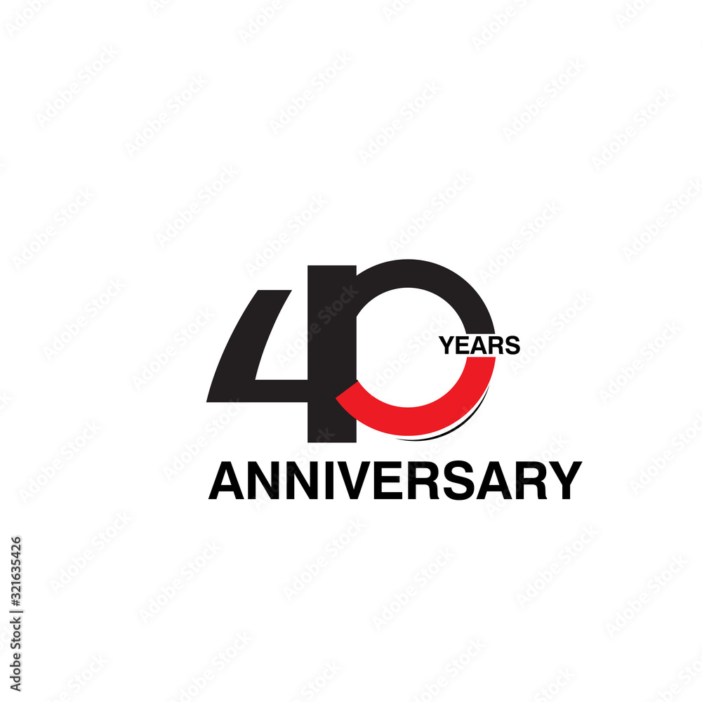 40 Years Anniversary Celebration Black and Red Vector Template Design Illustration 40 Years Anniversary Celebration Black and Red Vector Template Design Illustration