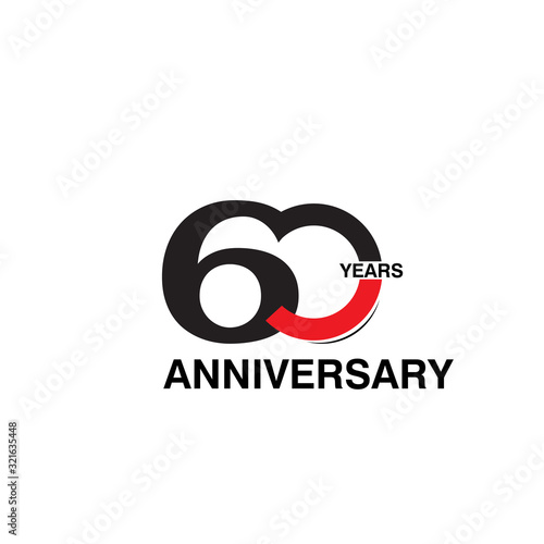60 Years Anniversary Celebration Black and Red Vector Template Design Illustration
