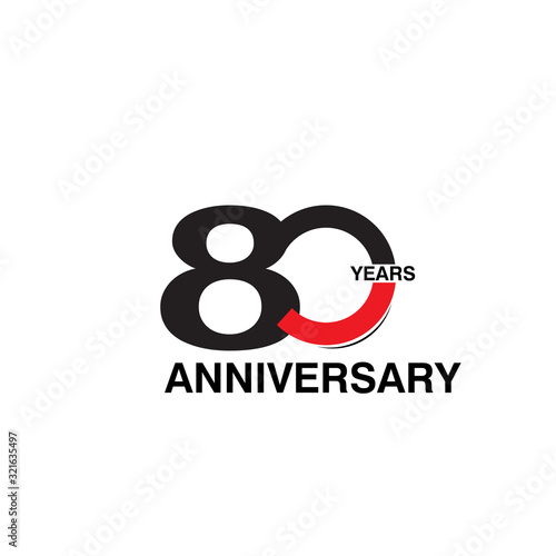 80 Years Anniversary Celebration Black and Red Vector Template Design Illustration