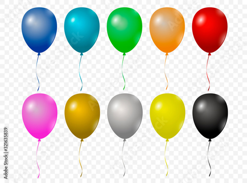 Colorful realistic balloon set. Vector illustration of shiny colorful glossy balloons.