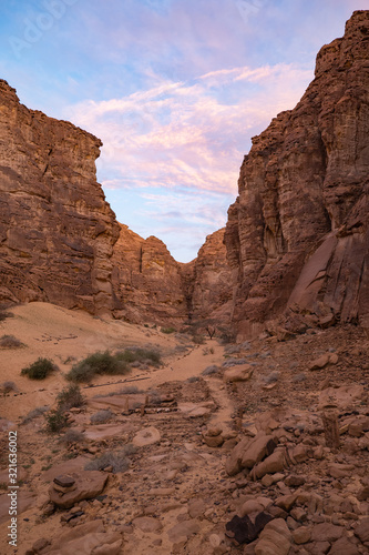 Geological rock strata  outcrops  at the ancient oasis       of Al Ula  Saudi Arabia