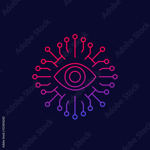 Machine vision, AI concept, linear icon