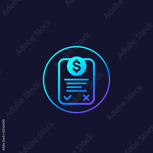 Online invoice icon, vector