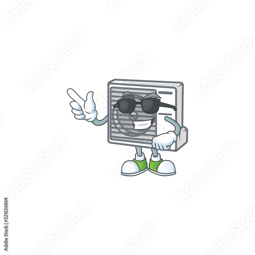 Super cool split air conditioner mascot character wearing black glasses