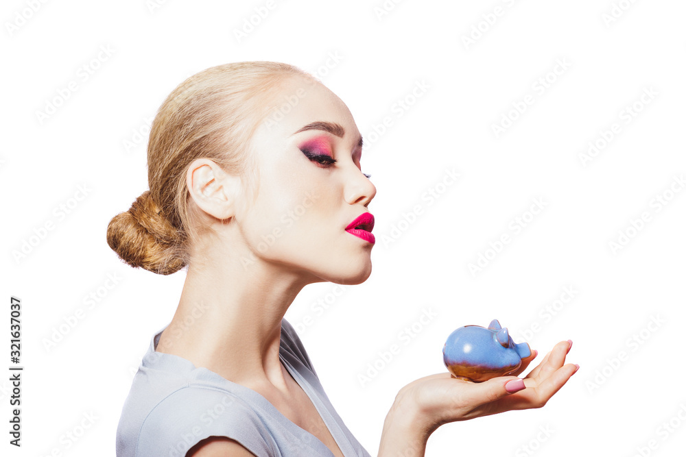 Portrait of beautiful young woman, light background Portrait of beautiful young woman, light background