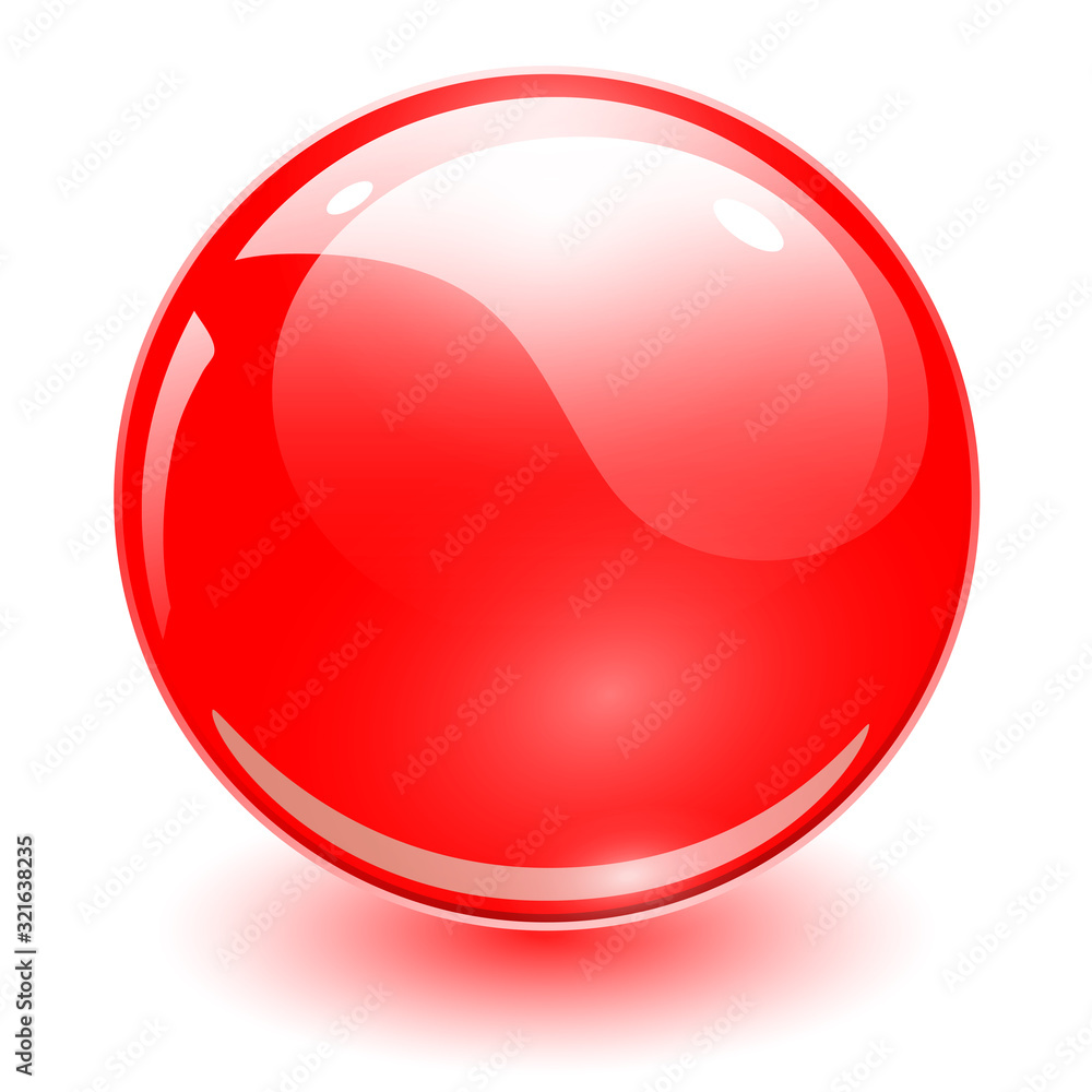 Glass sphere red, vector shiny ball. Glass sphere red, vector shiny ball.